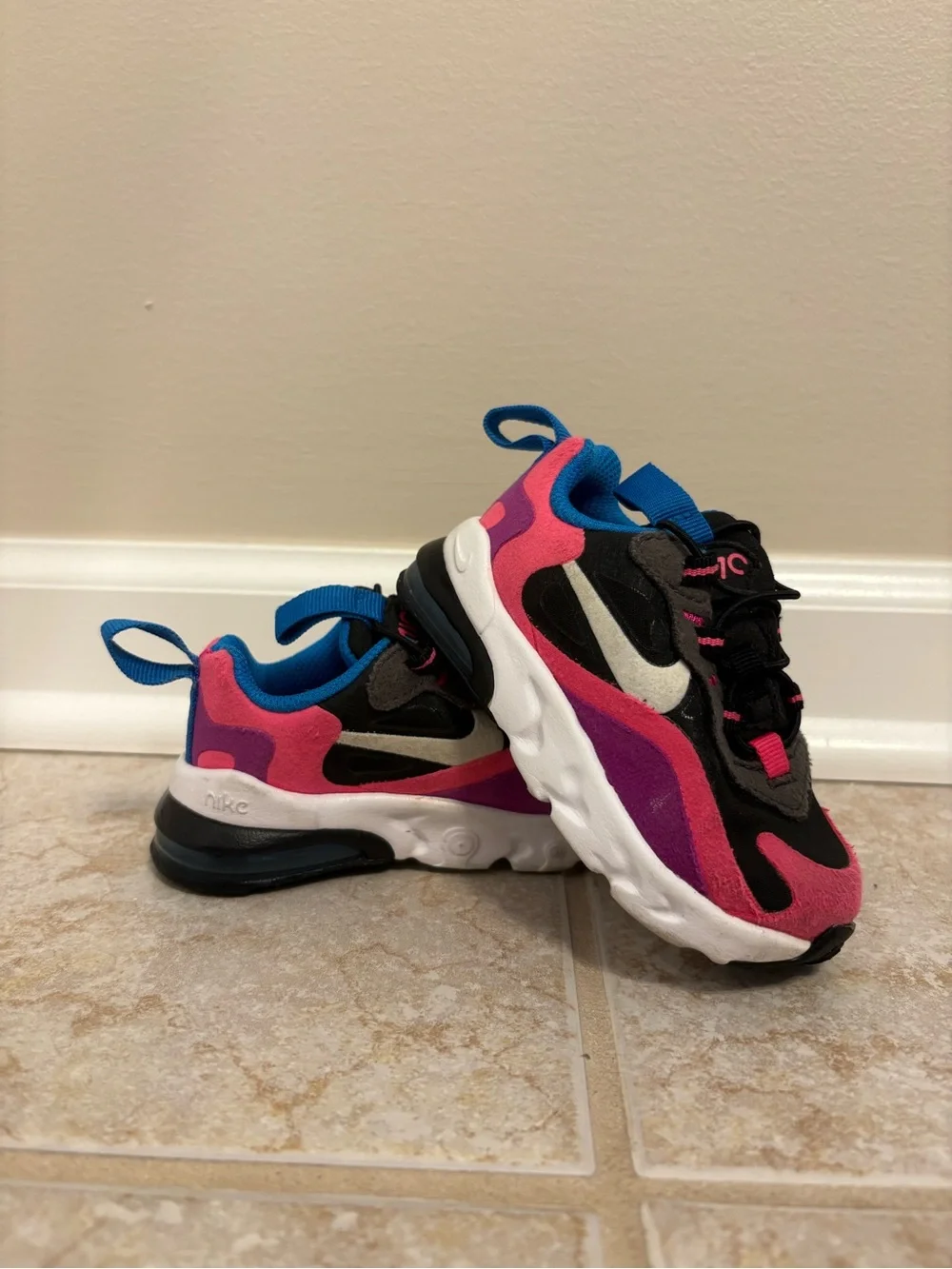 Nike Kids Pink, Blue & Black Running Sneakers